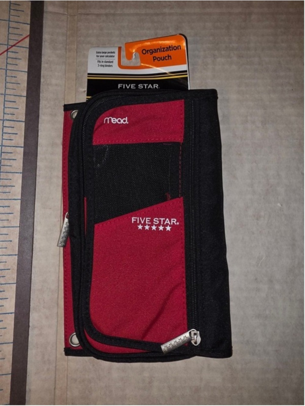 Five Star Organizer Pencil Pouch - Red - New